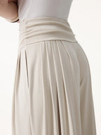 2Pcs Set Halter Neck Surplice Bra Top & Tucked Palazzo Pant with Pockets