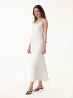 Cooling Lyocell Adjustable Spaghetti Strap Ruched Maxi Bra Dress