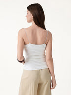 2Pcs Set Spaghetti Bra Top & Mid Rise Gathered Midi Skirt with Pockets