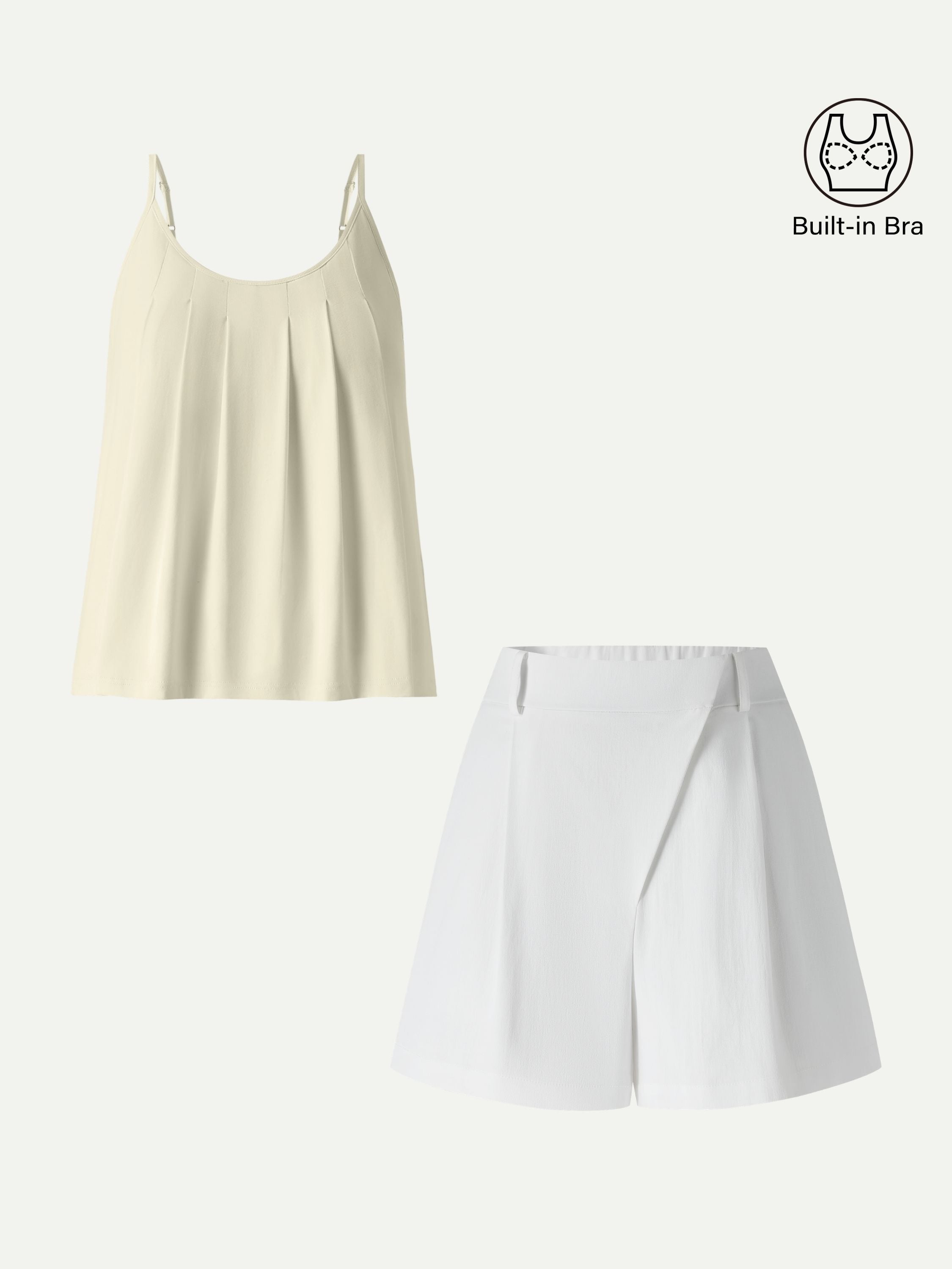 2Pcs Set Spaghetti Bra Tank & A-Line Shorts
