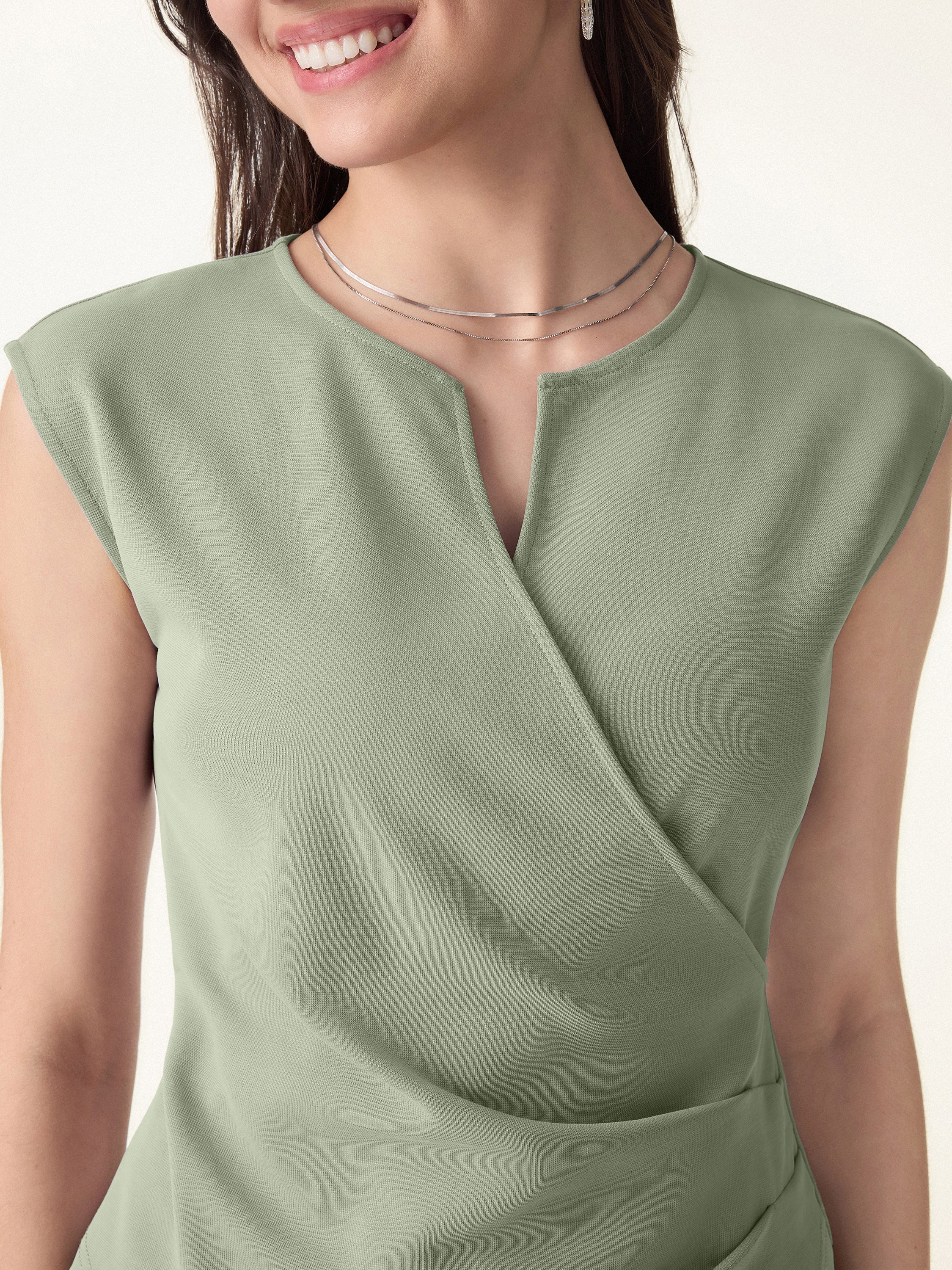 2Pcs Set Tucked Angled Tank & Mid Rise Wide Leg Trousers