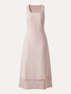 Wrinkle-Resistant Linen Blend U-Neck Maxi Dress with Pockets