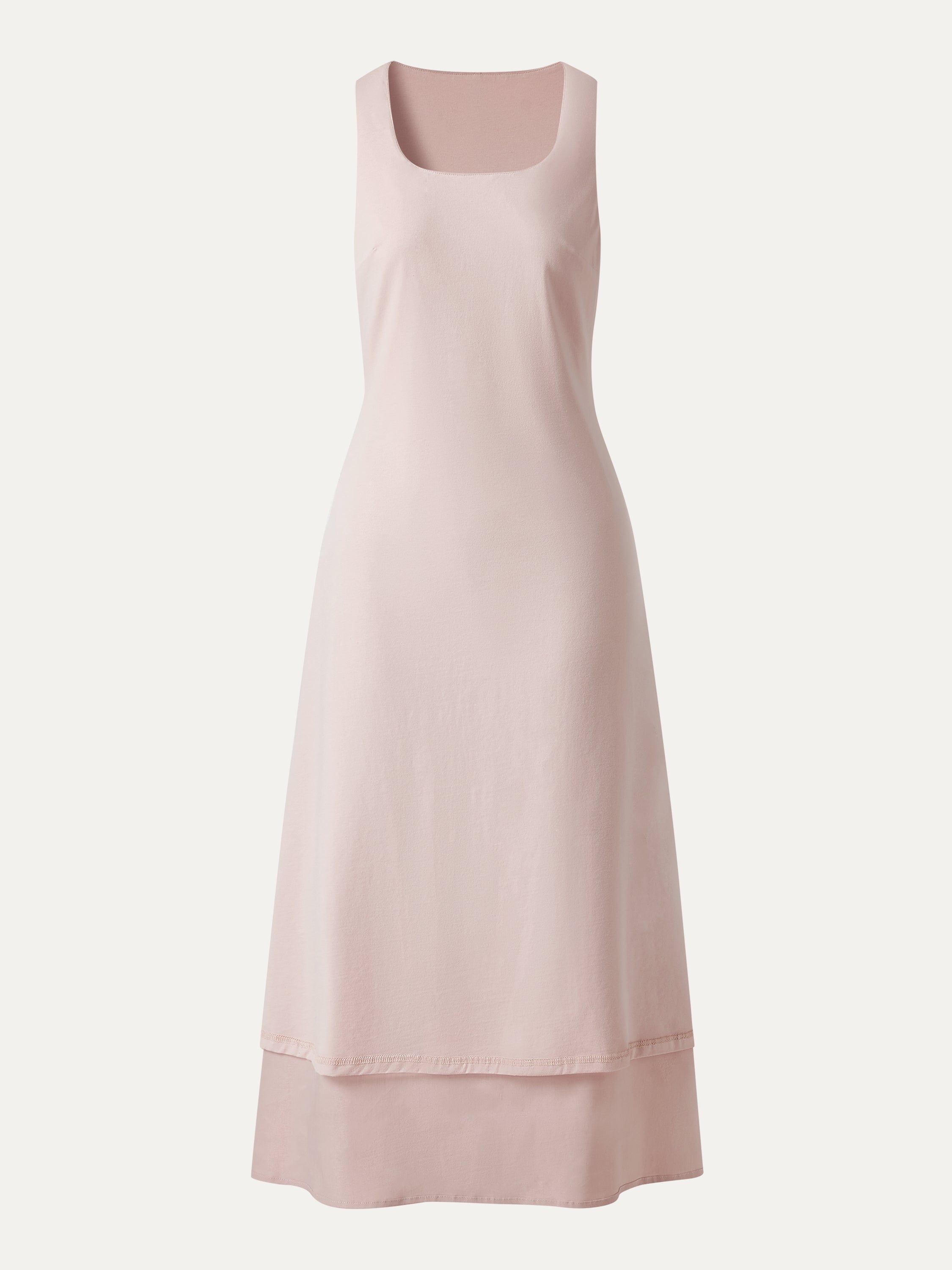 Wrinkle-Resistant Linen Blend U-Neck Maxi Dress with Pockets