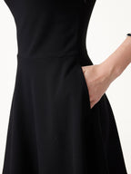 Stretch Ponte Square Neck Mini  A-Line Bra Dress with Pockets