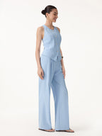2Pcs Set Waistcoat with Pockets & Wide Leg Pant