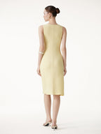 Matte Smooth Gathered Sleeveless Midi Bra Dress