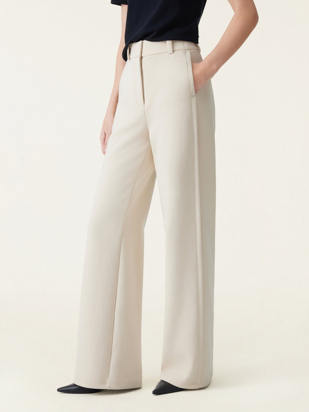 2Pcs Set Tucked Angled Tank & Mid Rise Wide Leg Trousers