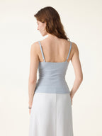 2Pcs Set Bell Sleeve Cardigan & Adjustable Spaghetti Bra Tank