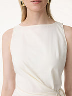 2Pcs Set Boatneck Waist-Defined Top & Tailored Shorts with Pockets