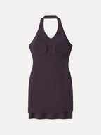 Classic Halter Neck Opend Back Mini Bra Dress