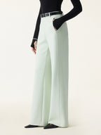 2Pcs Set Mockneck Cropped Bra Top & Slimming High Rise Wide Leg Pant