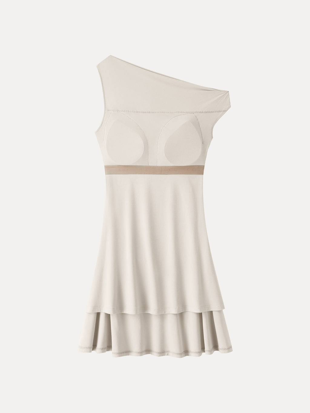 SkinKiss Asymmetrical Ruched Fit-and-Flare Mini Bra Dress