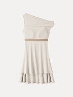 SkinKiss Asymmetrical Ruched Fit-and-Flare Mini Bra Dress