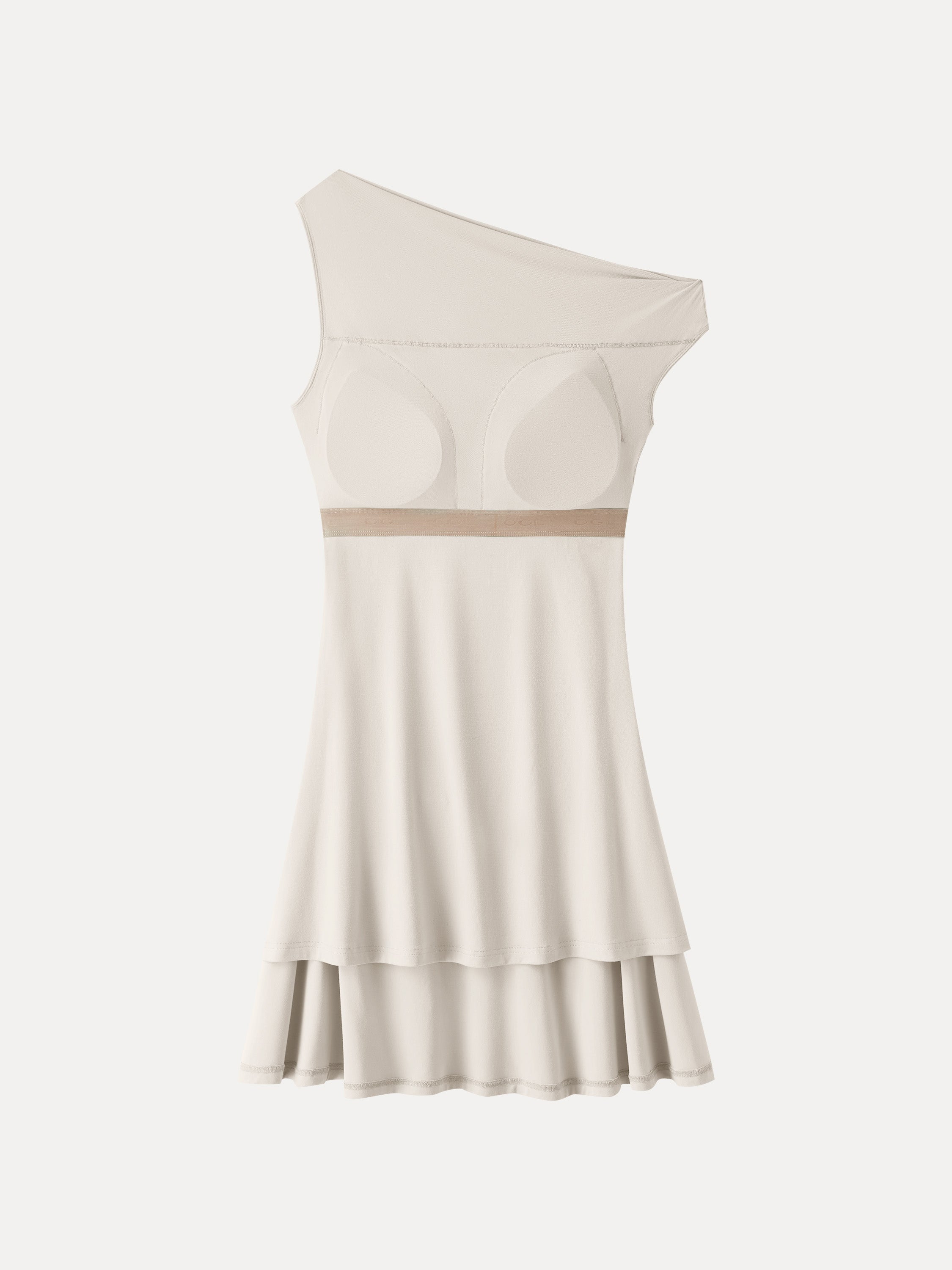 SkinKiss Asymmetrical Ruched Fit-and-Flare Mini Bra Dress