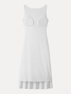 Classy Boatneck Open Back Bandless Midi Bra Dress