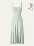 Square Neck Flowy New Airy Bra Midi Dress