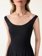 Balletic Scoop Neck Midi Bra Dress with Pockets