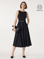Boatneck Bamboo Ponte Bra Midi Dress with Pockets