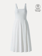 Stretch Cotton Polka Dot Square Neck Midi Bra Dress with Pockets Limited Edition