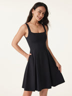 Square Neck Fit-and-flare Mini Bra Dress