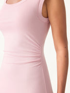 Scoop Neck Side Ruched New Airy Bra Midi Dress