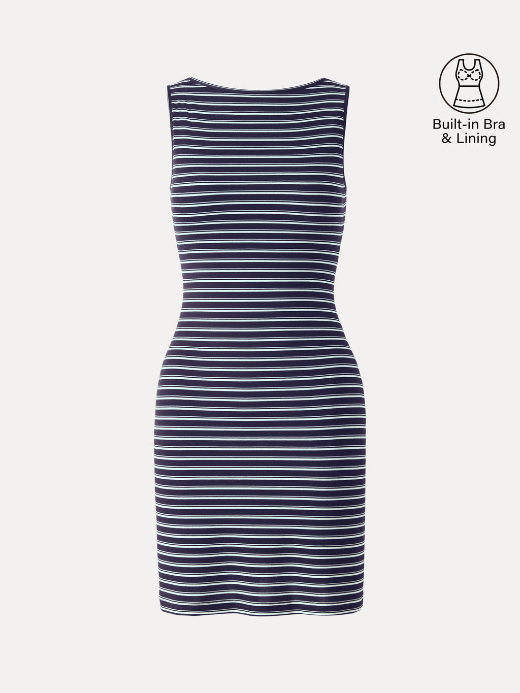 Lyocell-Wool Striped Open Back A-Line Mini Bra Dress
