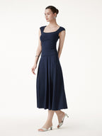 2Pcs Set Square Neck Bra Top & Midi Skirt with Pockets