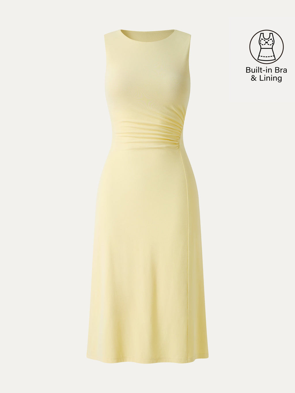 Matte Smooth Gathered Sleeveless Midi Bra Dress