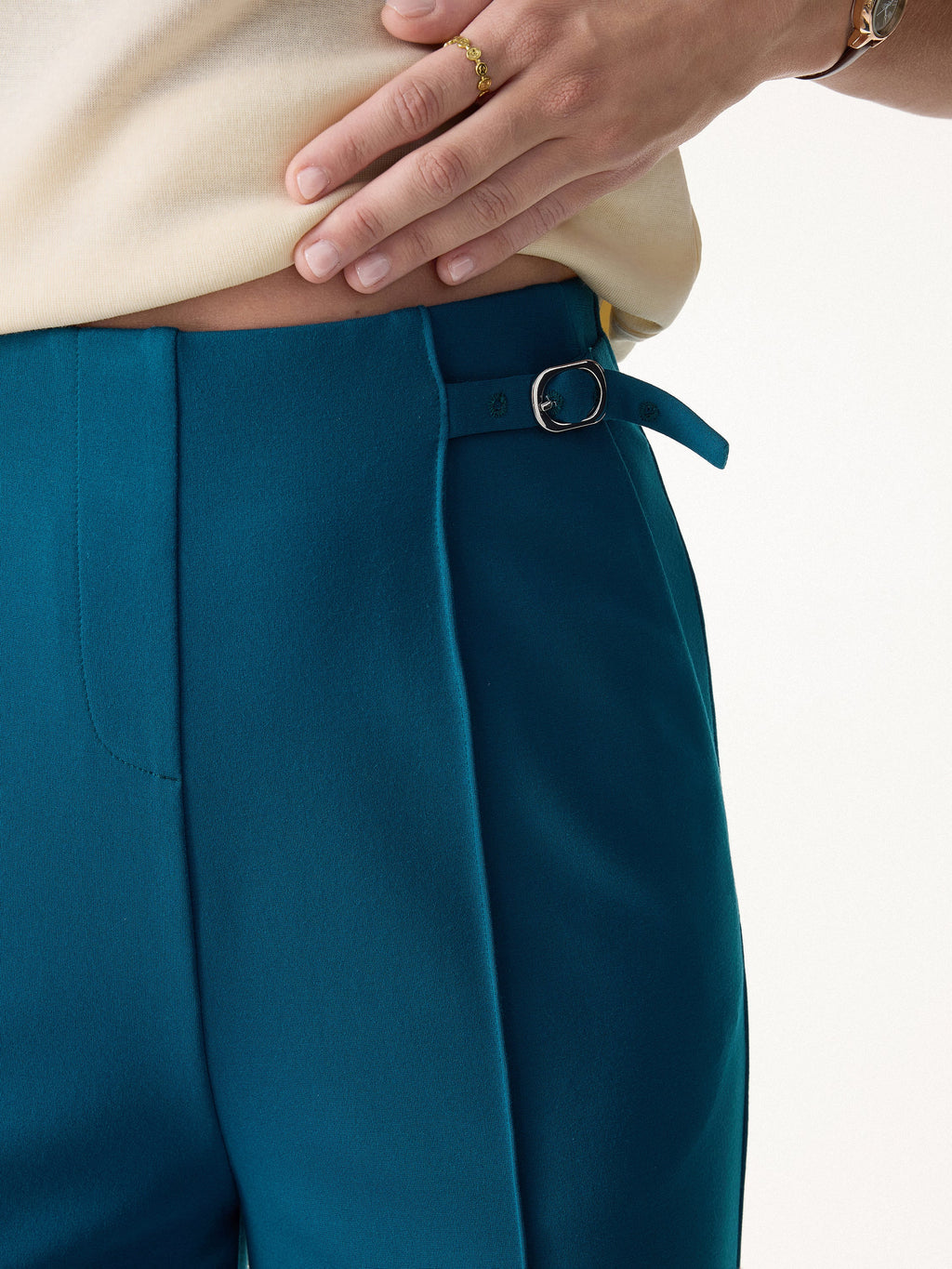 2Pcs Set Square Neck Waistcoat with Pockets & Wide Leg Ankled Pant