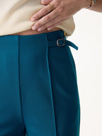 2Pcs Set Square Neck Waistcoat with Pockets & Wide Leg Ankled Pant