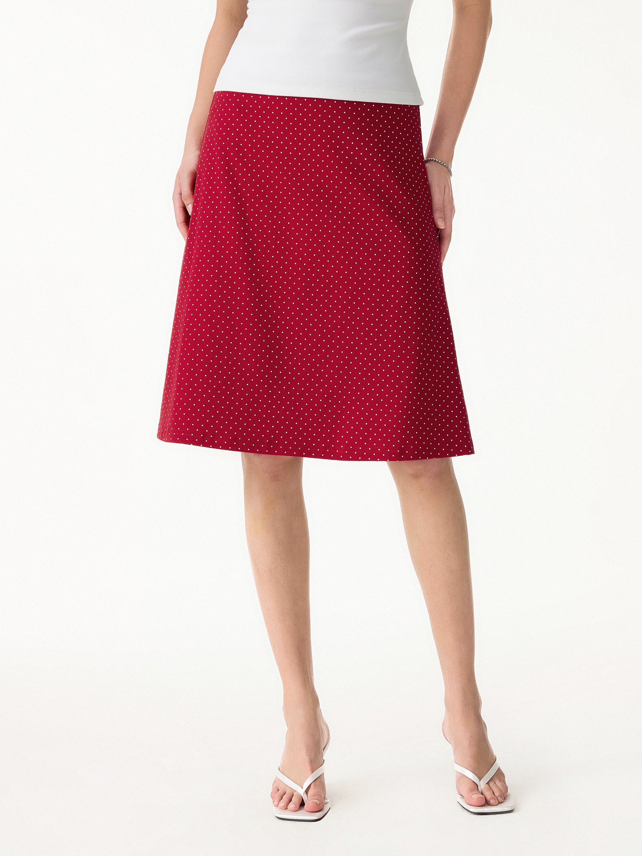 2Pcs Set Polka Dot Boatneck Bra Top & A-Line Flare Skirt Limited Edition