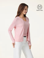 2Pcs Set V-Neck Spaghetti Bra Tank & Knit Relaxed Long Sleeve Cardigan