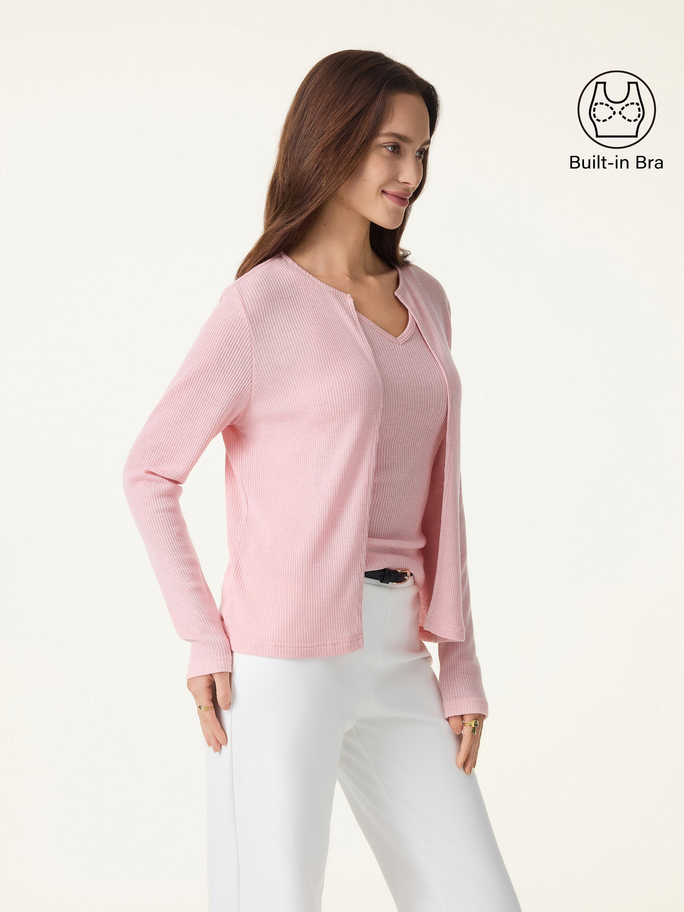 2Pcs Set V-Neck Spaghetti Bra Tank & Knit Relaxed Long Sleeve Cardigan