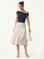 2Pcs Set Multi-wear Bra Top & Side Ruched A-line Midi Skirt