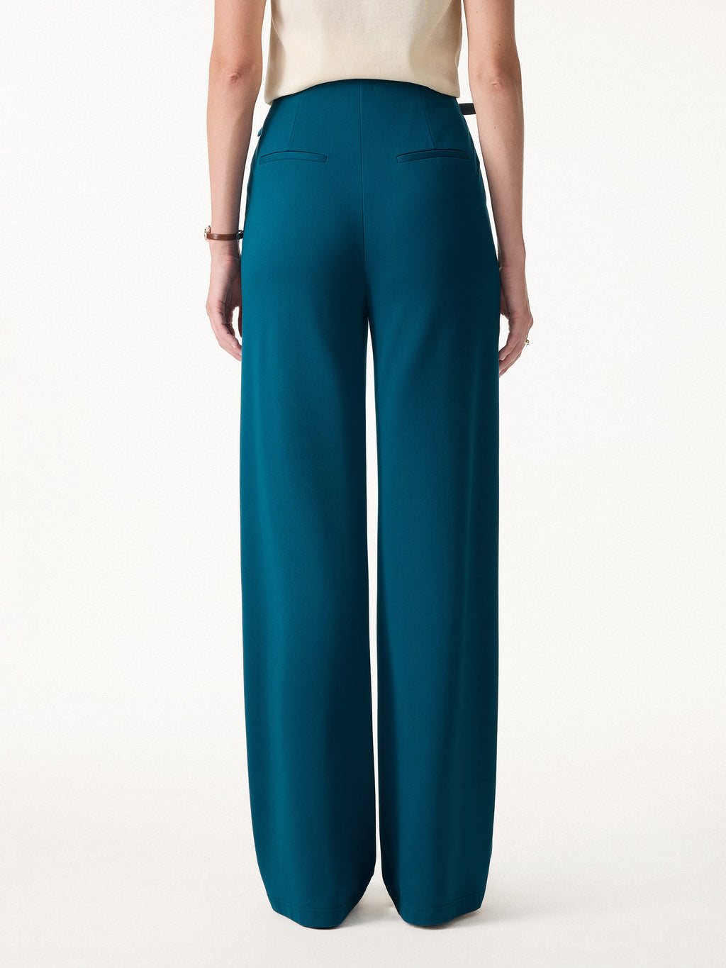 2Pcs Set Square Neck Waistcoat with Pockets & Wide Leg Ankled Pant