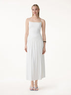 Not-See-Thru Spaghetti Gathered Maxi Bra Dress