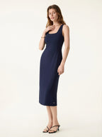 Back Smoothing Bandless Square Neck Midi Bra Dress