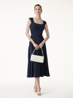 2Pcs Set Square Neck Bra Top & Midi Skirt with Pockets