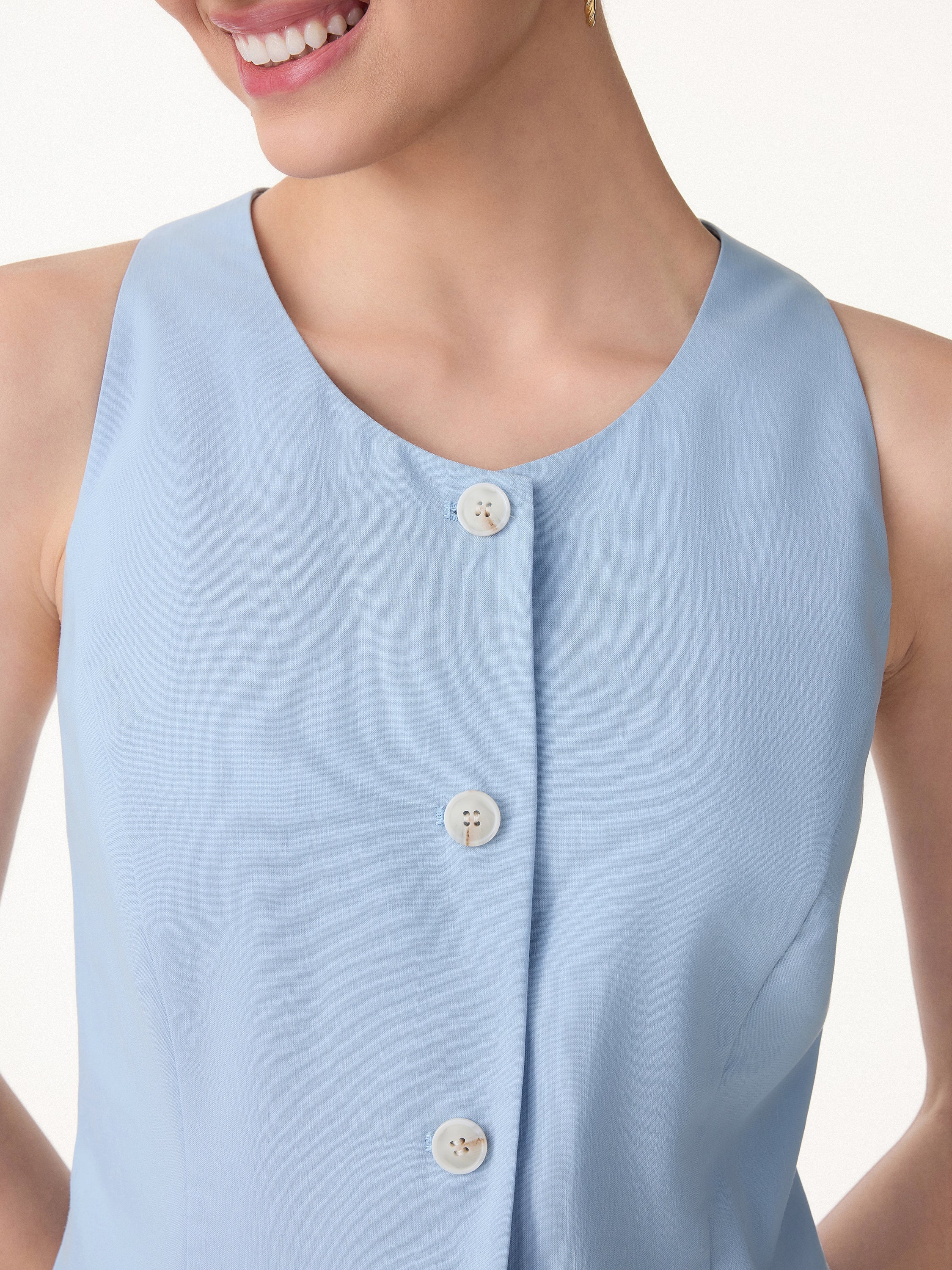 2Pcs Set Waistcoat with Pockets & Wide Leg Pant