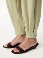 2Pcs Set Stand Collar V-Neck Top & Wrinkle-Resistant Tapered Pant