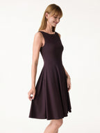 Stretchy Boatneck Fit-and-Flare Mini Bra Dress with Pockets