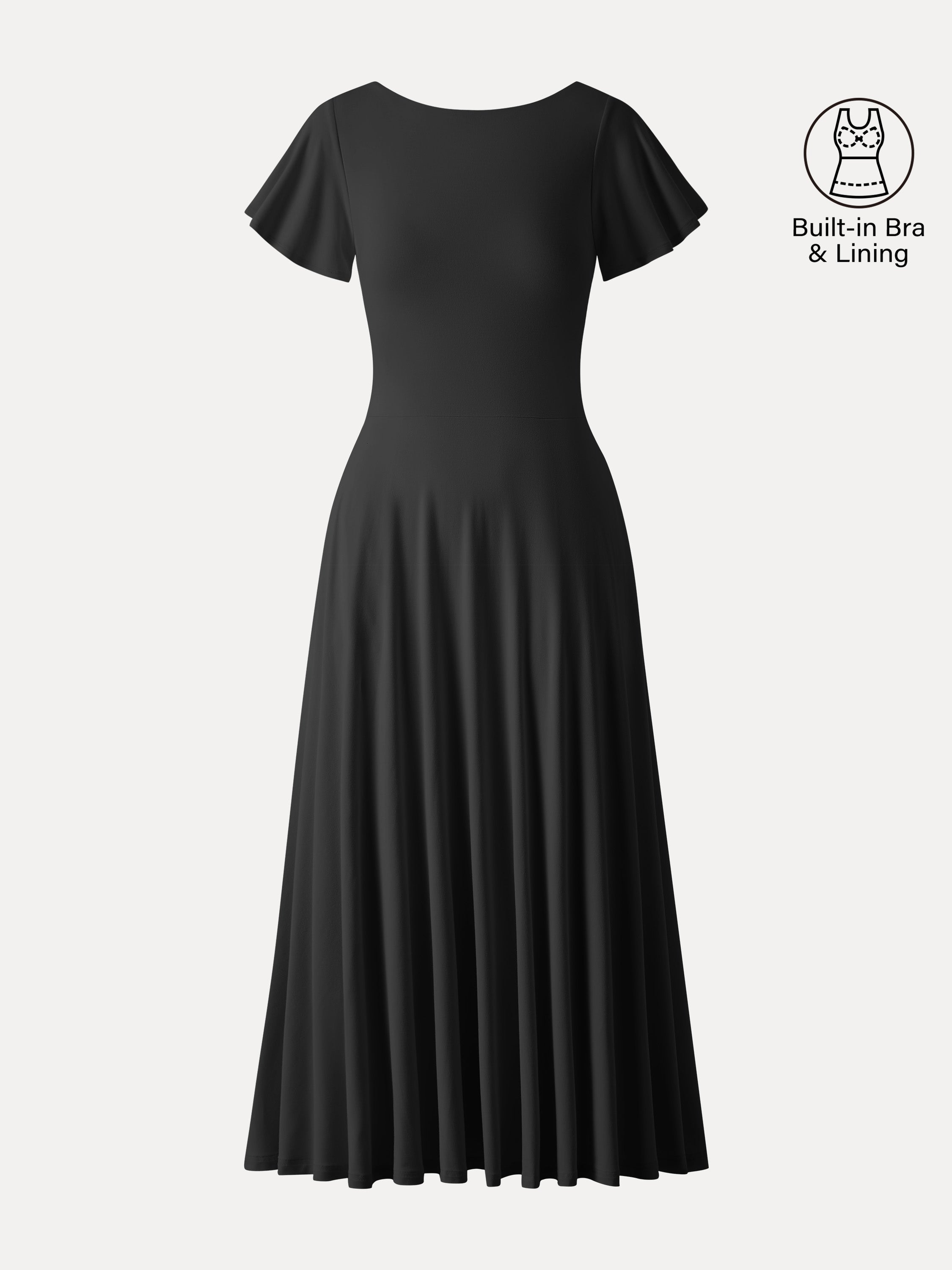 SkinKiss Boatneck Fit-and-Flare Maxi Travel Bra Dress with Pockets