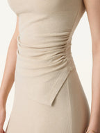 2Pcs Set Cap Sleeve Asymmetrical Bra Top & Mermaid Flare Maxi Skirt