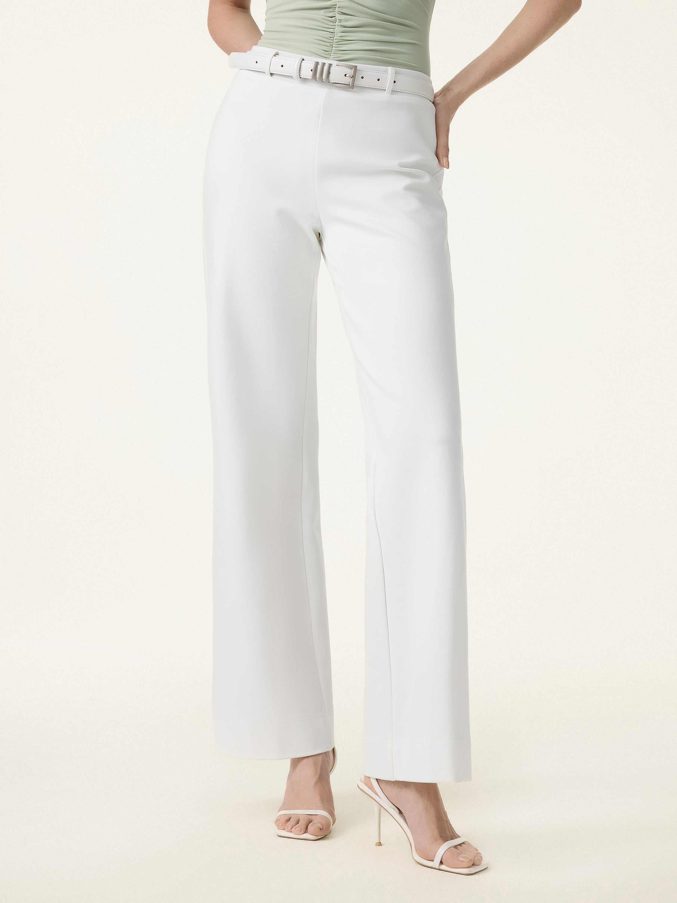 2Pcs Set Cowl Asymmetrical Tucked Top & Wide Leg Pant with Pockets