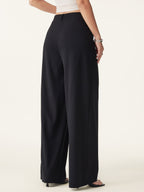2Pcs Set Open Back Bra Tank & Mid Rise Wide Leg Trouser with Pockets