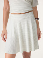 2Pcs Set Asymmetrical Neck Ruched Top & Circle Flare Pull-On Skort