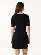 Surplice Ruched Fit-and-Flare Mini Dress