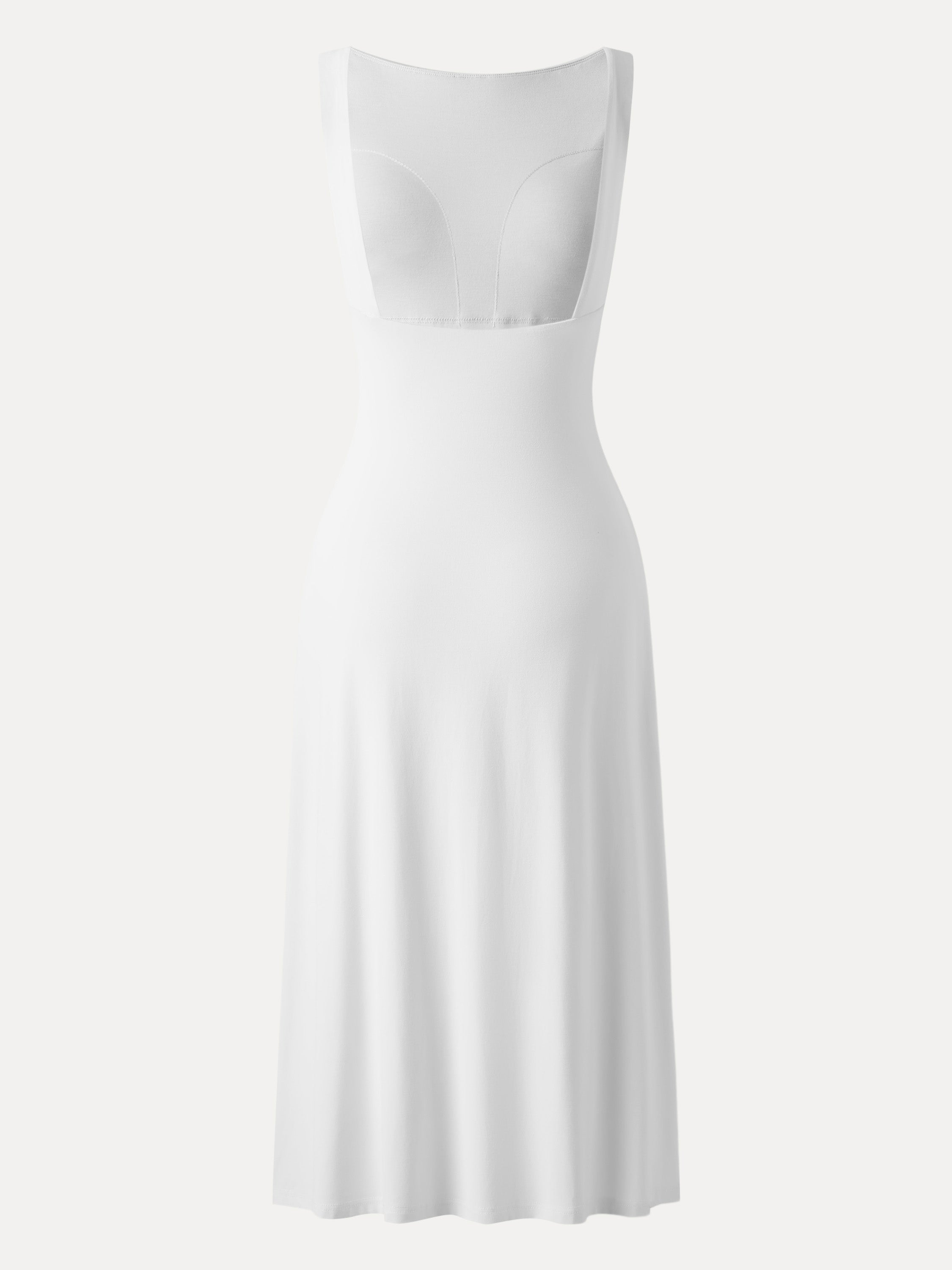 Classy Boatneck Open Back Bandless Midi Bra Dress