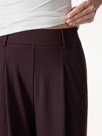 2Pcs Set Tucked Asymmetrical Hem Top & High Rise Wide Leg Pant