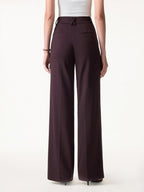 2Pcs Set Tucked Asymmetrical Hem Top & High Rise Wide Leg Pant